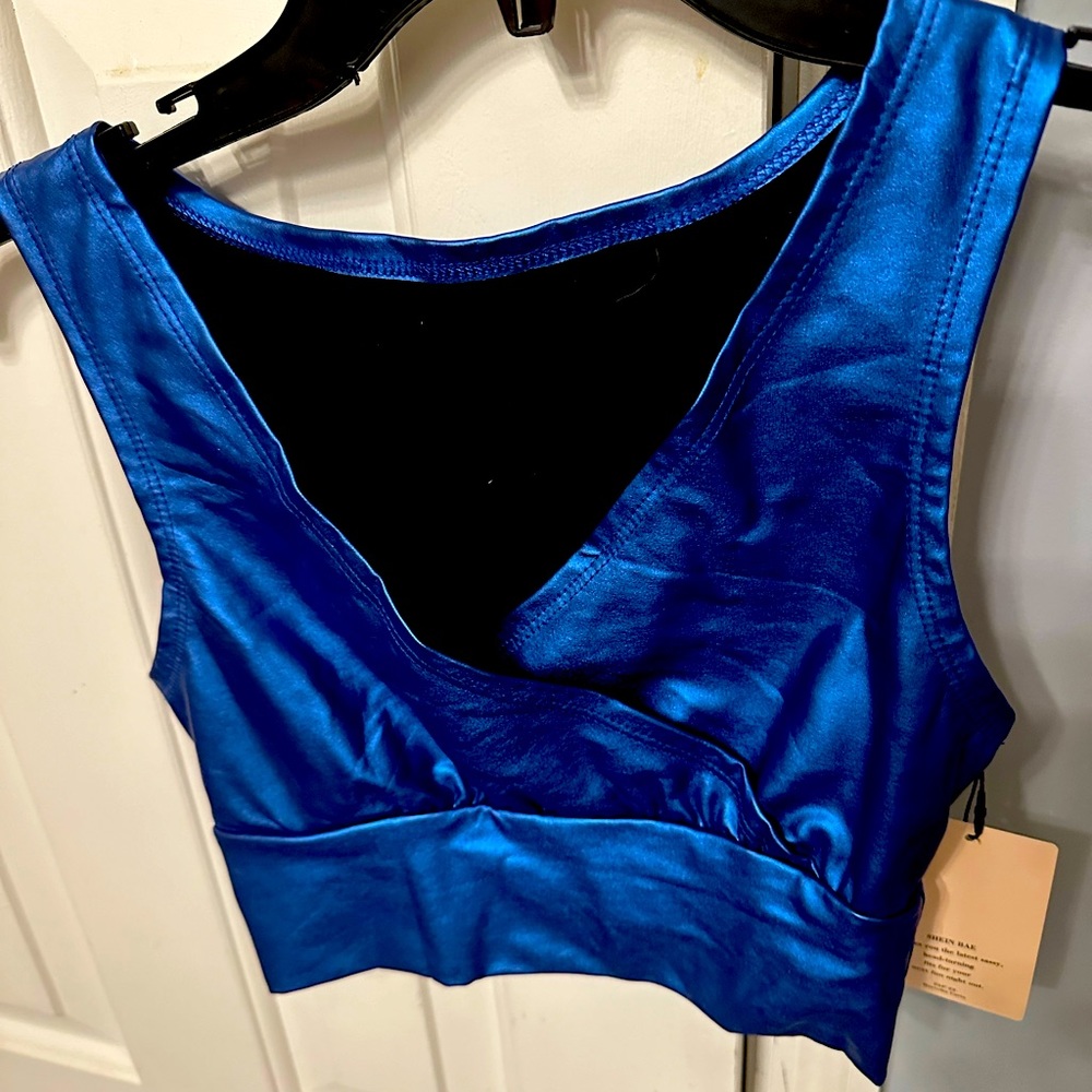 Metallic blue halter
